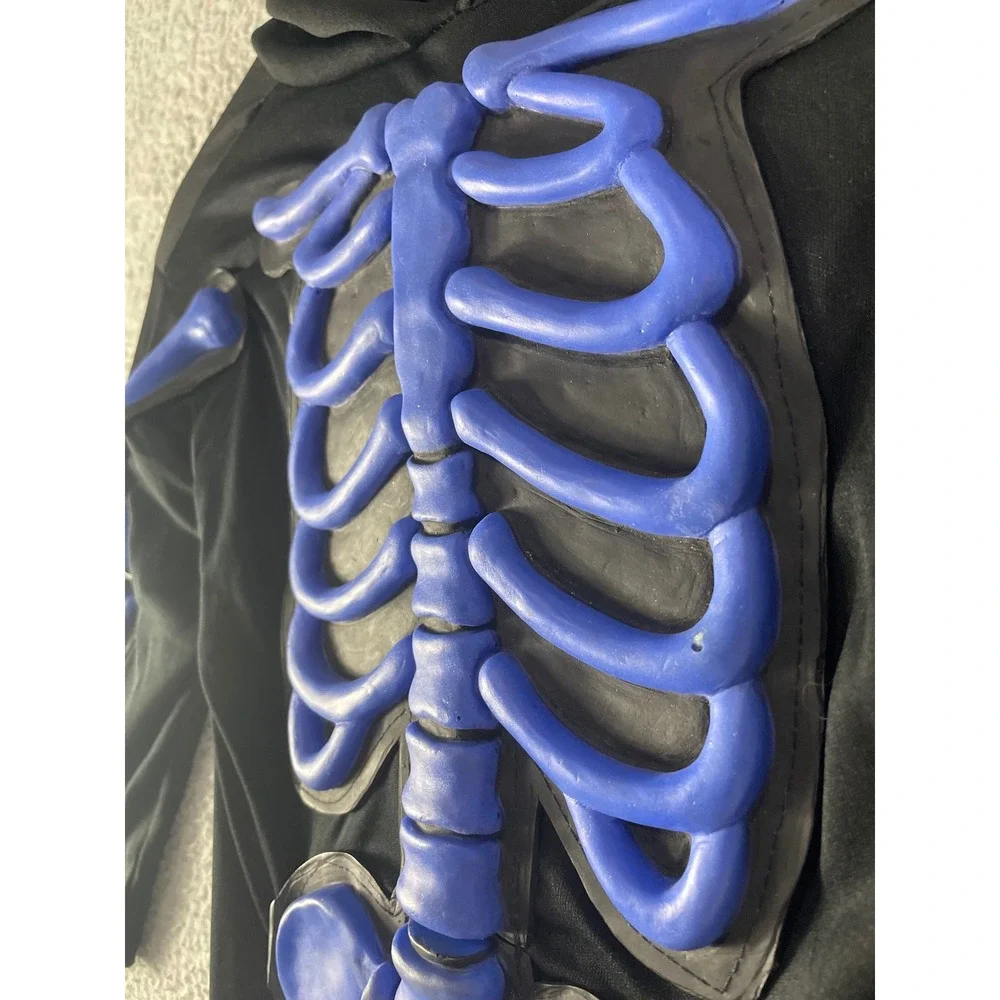 Kids Skeleton Costume 4T Blue 3D Bones Hooded Jumpsuit Halloween